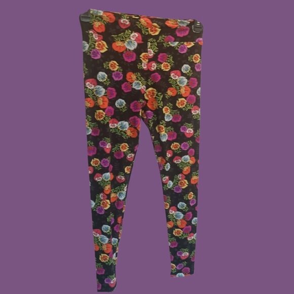 LuLaRoe One Size Leggings Floral & Paisley Patterns multicolor One Size Set of 2 - Picture 3 of 13